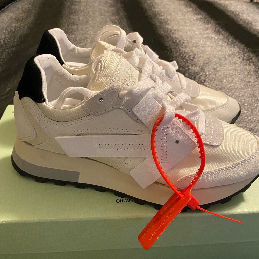 Off-White Cream and Black Sneakers with Tag